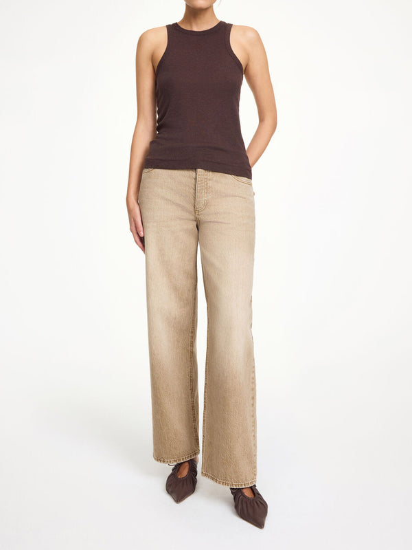 VINOLA Jeans i vasket Beige