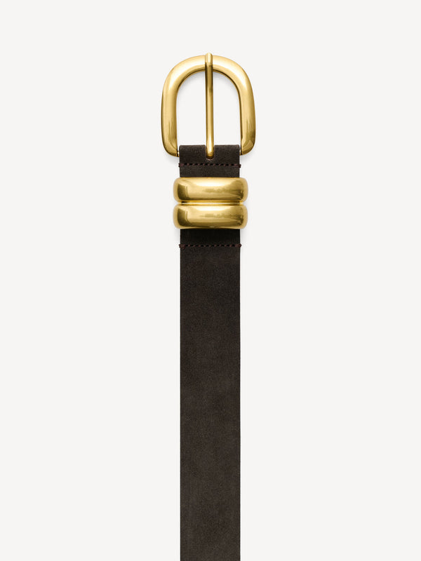 ZOIRA SUEDE Belte i 100% semsket skinn med "gull" spenne Mørkebrun