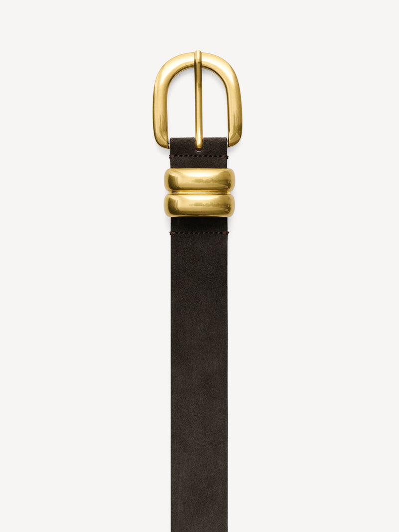 ZOIRA SUEDE Belte i 100% semsket skinn med "gull" spenne Mørkebrun