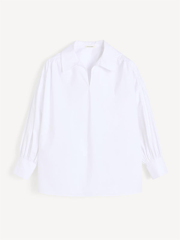LEONORA Bomullsbluse Hvit