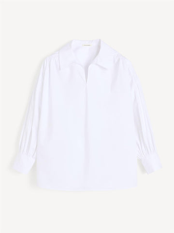 LEONORA Bomullsbluse Hvit