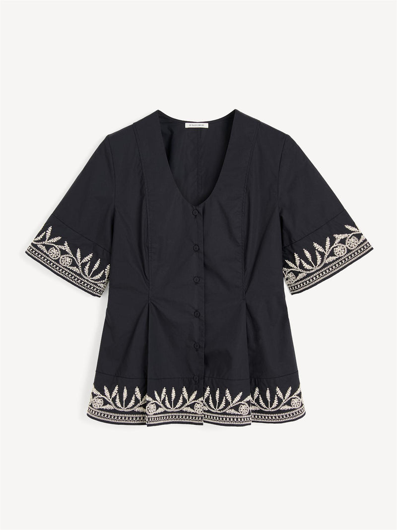 MERLINA Bluse med broderier Sort