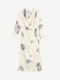 By Malene Birger Carrie lang kjole med blomstermønster, laget av acetat og polyester, med drapert utringning og avtagbart belte.