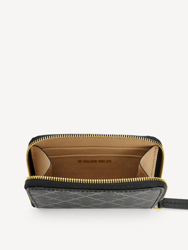 By Malene Birger, Elia coin, lommebok  i koksgrå, polyvinyl chloride,, imitert skinn, med Signature Flower-mønster.