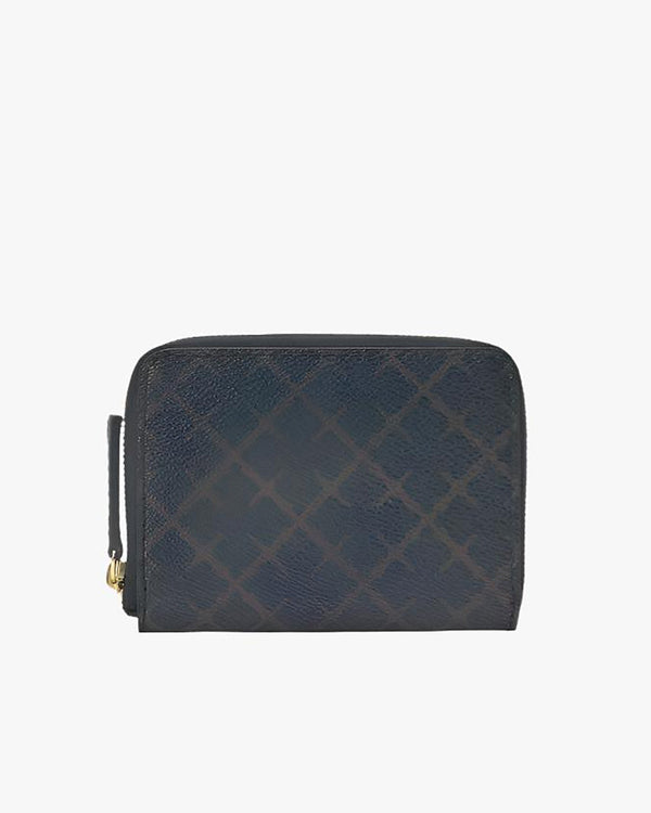 By Malene Birger Elia Coin lommebok i brun, med Signature Flower-print og gullfarget logo, laget av polyvinylklorid.
