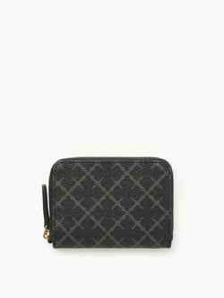 By Malene Birger Elia Coin lommebok i koksgrå, med Signature Flower-print og gullfarget logo, laget av polyvinylklorid.