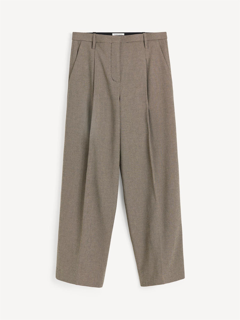By Malene Birger Elsa dressbukse i brun, med en stilig melering og struktur, laget av polyester, viskose og elastan.