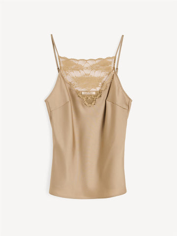 LEEBA Topp med Blonder Beige