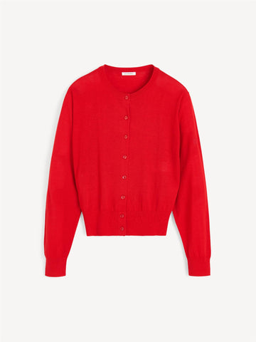 MONTIE Cardigan i ull og silke miks Rød