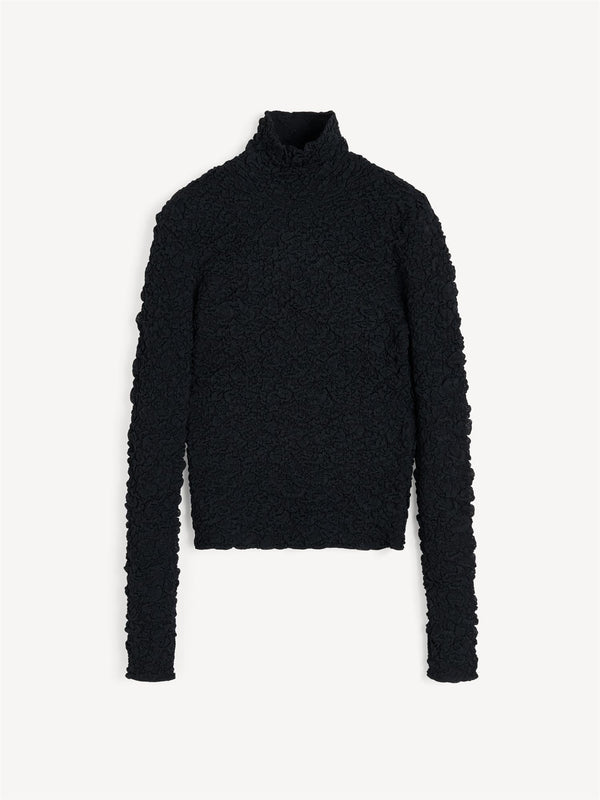 AURA Høyhalset genser med struktur Sort