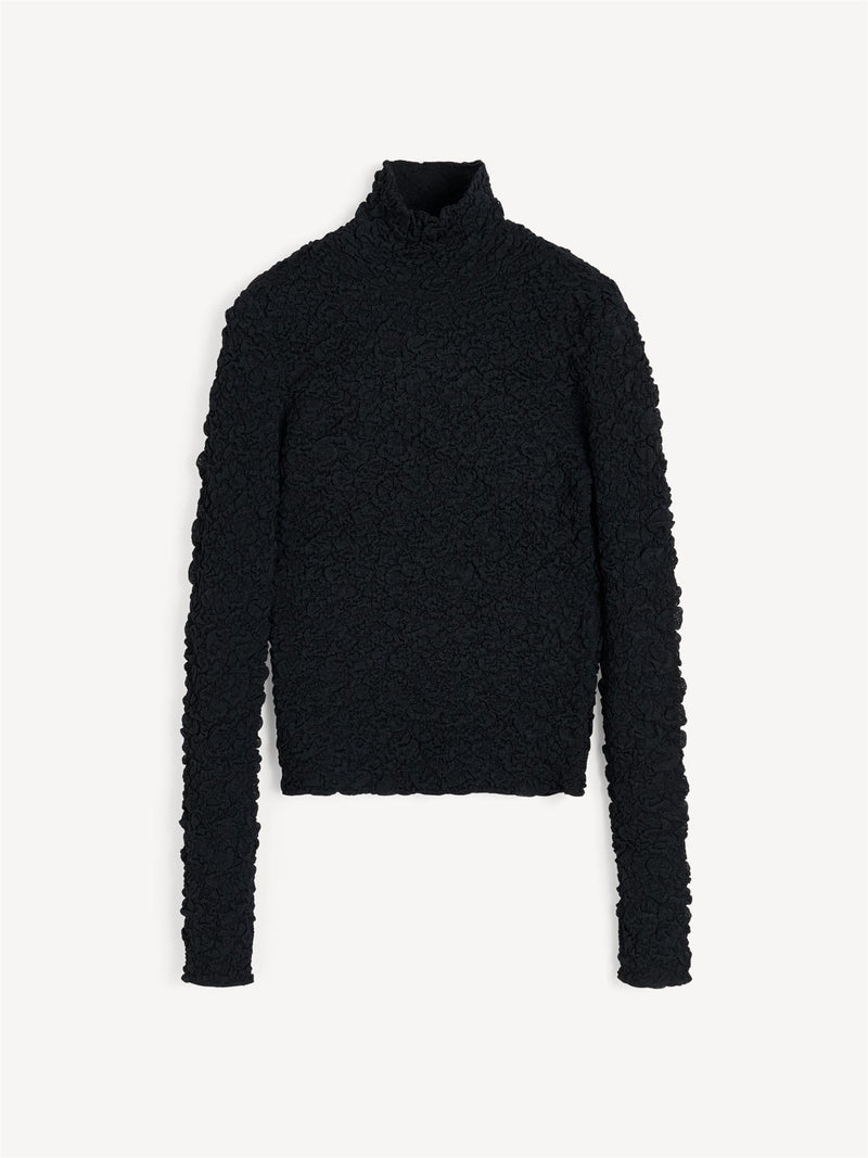 AURA Høyhalset genser med struktur Sort