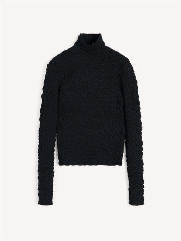 AURA Høyhalset genser med struktur Sort