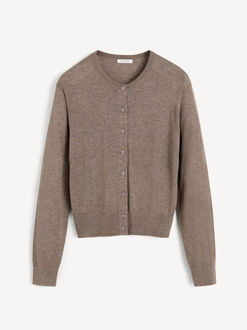MONTIE Cardigan i ull og silke miks Brun
