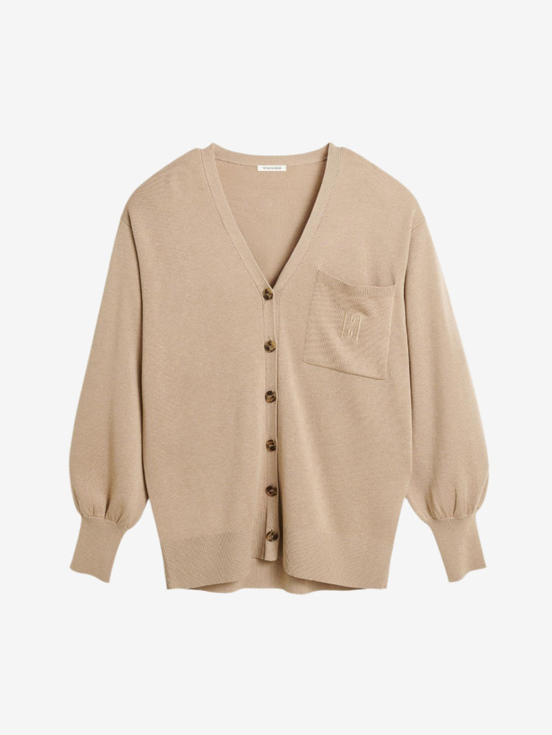 MANALA Cardigan med lomme på brystet Beige