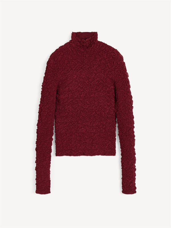 AURA Høyhalset genser med struktur Burgunder