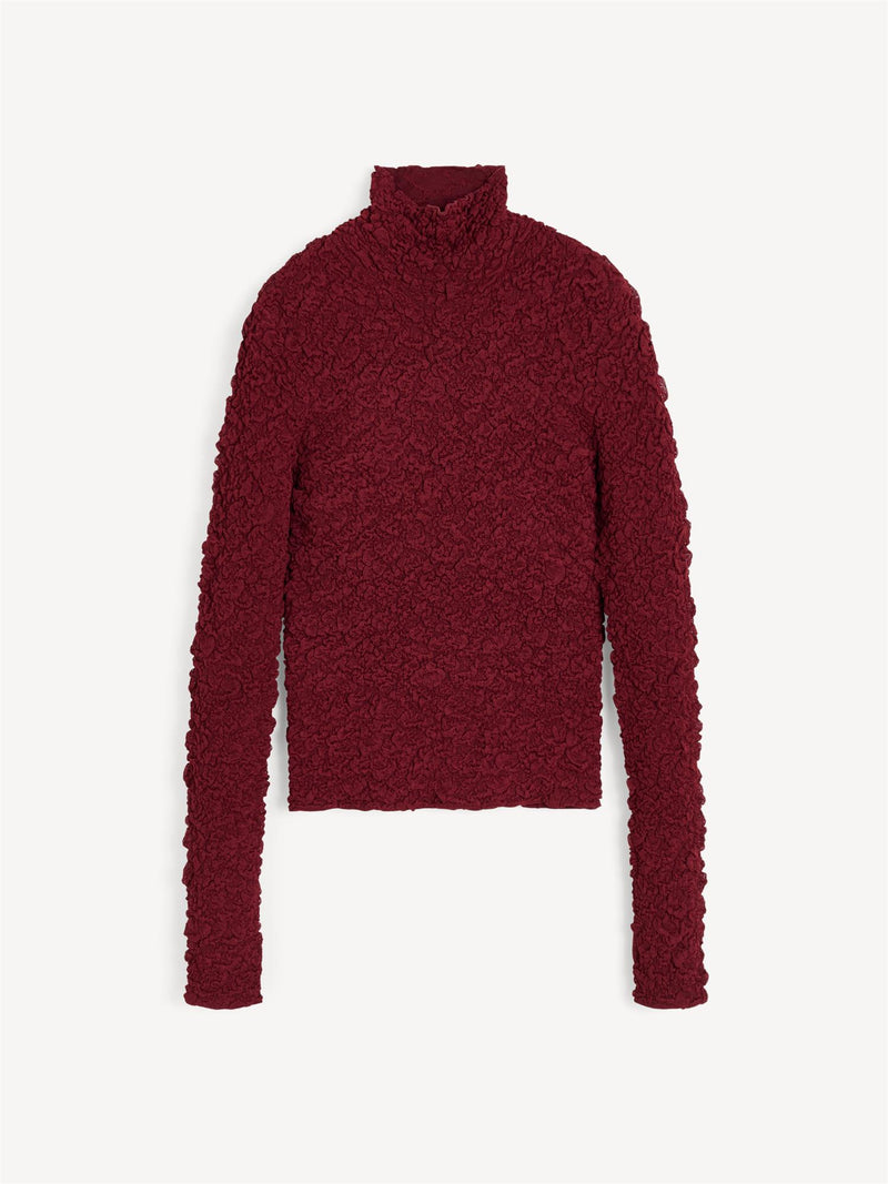 AURA Høyhalset genser med struktur Burgunder