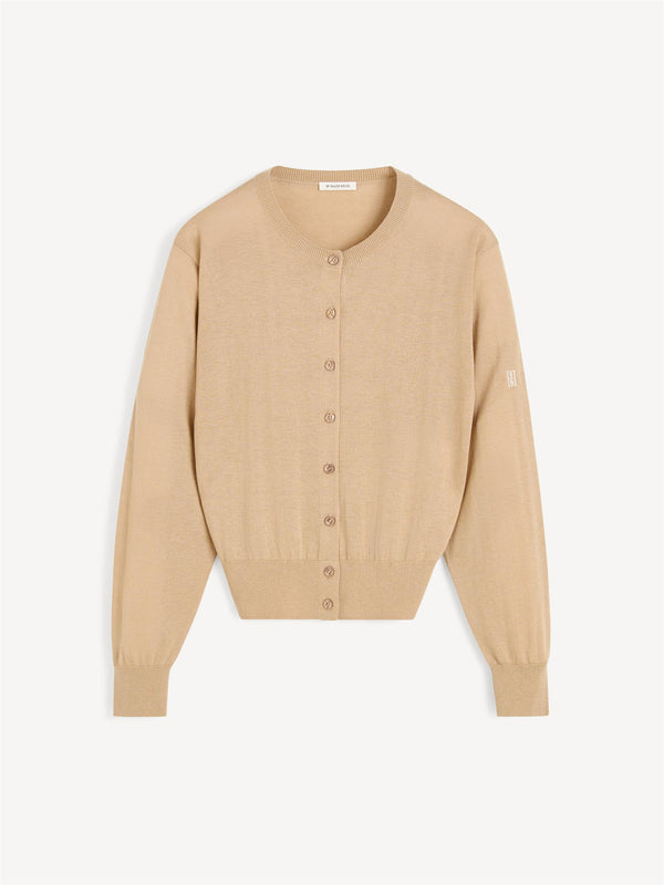 MONTIE Cardigan i ull og silke miks Beige