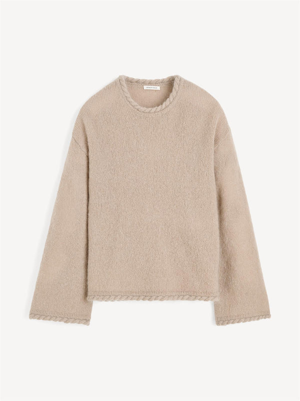 CIERRA BRAID Mohair genser, med flette-strikk Beige