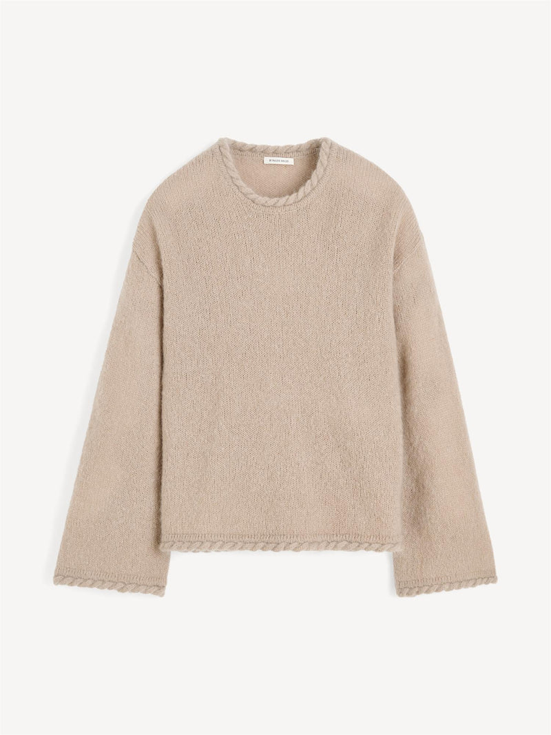 CIERRA BRAID Mohair genser, med flette-strikk Beige