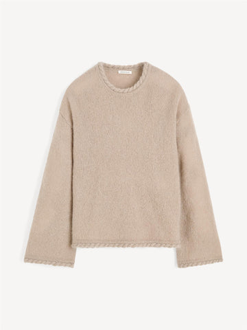 CIERRA BRAID Mohair genser, med flette-strikk Beige