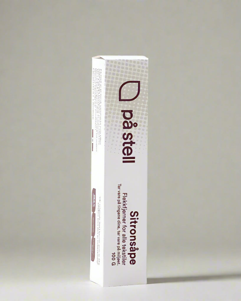 På Stell sitronsåpe stick, naturlig og miljøvennlig, laget av naturlig olje fra sitron, raps, solsikke og kokos.